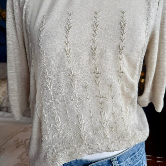 Lucky Brand Cream  Chiffon Embroidered Shirt - Picture 4 of 10